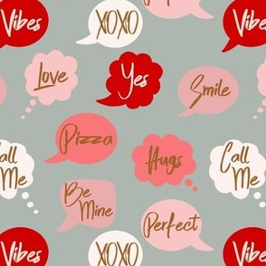 Valentine Conversations Bubbles / Mint Sage