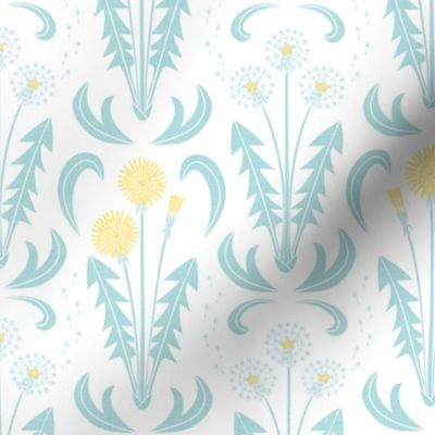 Dandy Dandelion Damask (Light Aqua)