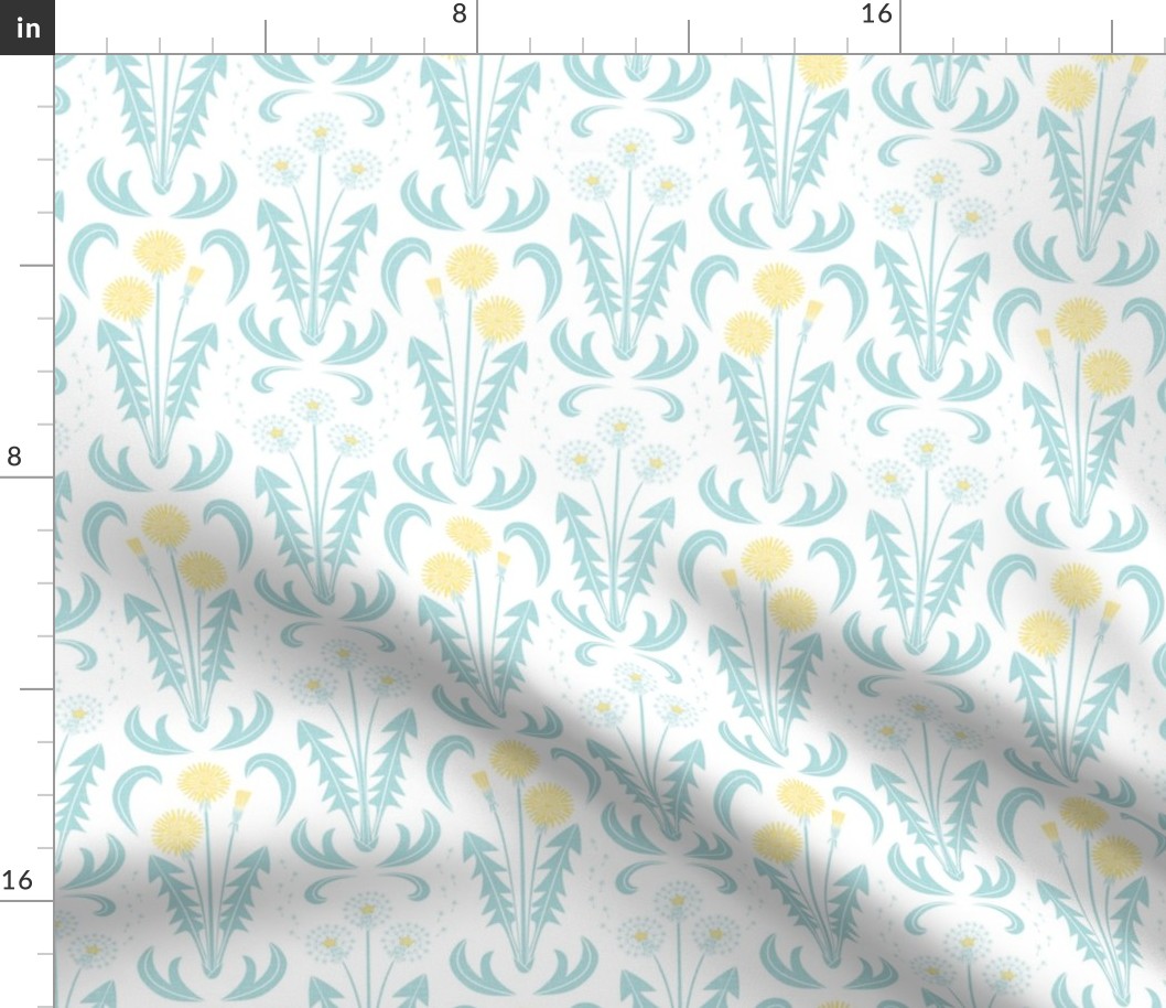 Dandy Dandelion Damask (Light Aqua)