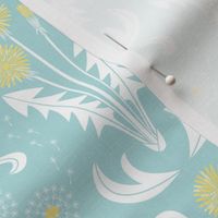 Dandy Dandelion Damask (Light Aqua)