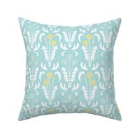 Dandy Dandelion Damask (Light Aqua)