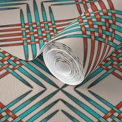 Teal and Orange Wrapping Ribbons -  Ivory Background