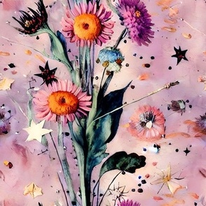 Mauve Wildflowers and Stars