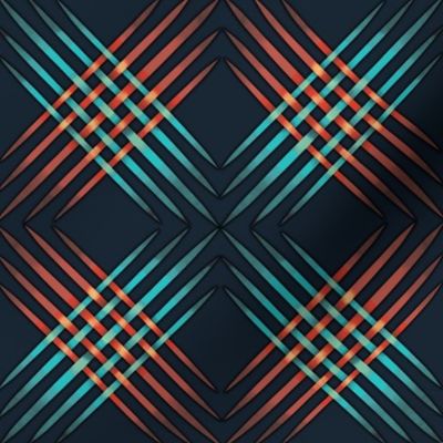 Teal and Orange Wrapping Ribbons -  Midnight Background