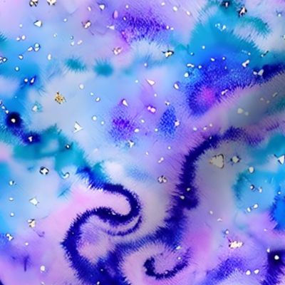 aqua and cotton candy galaxy swirl sky