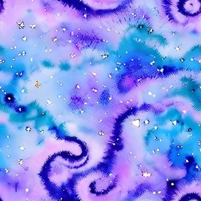 aqua and cotton candy galaxy swirl sky