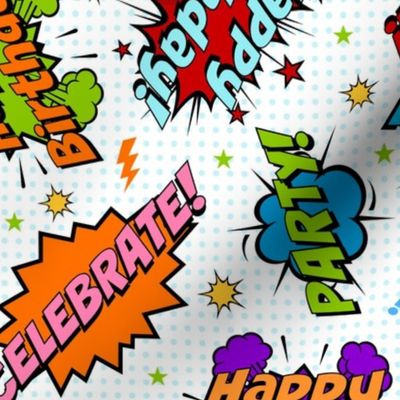 Large Scale Happy Birthday Celebration Colorful Comic Bubbles