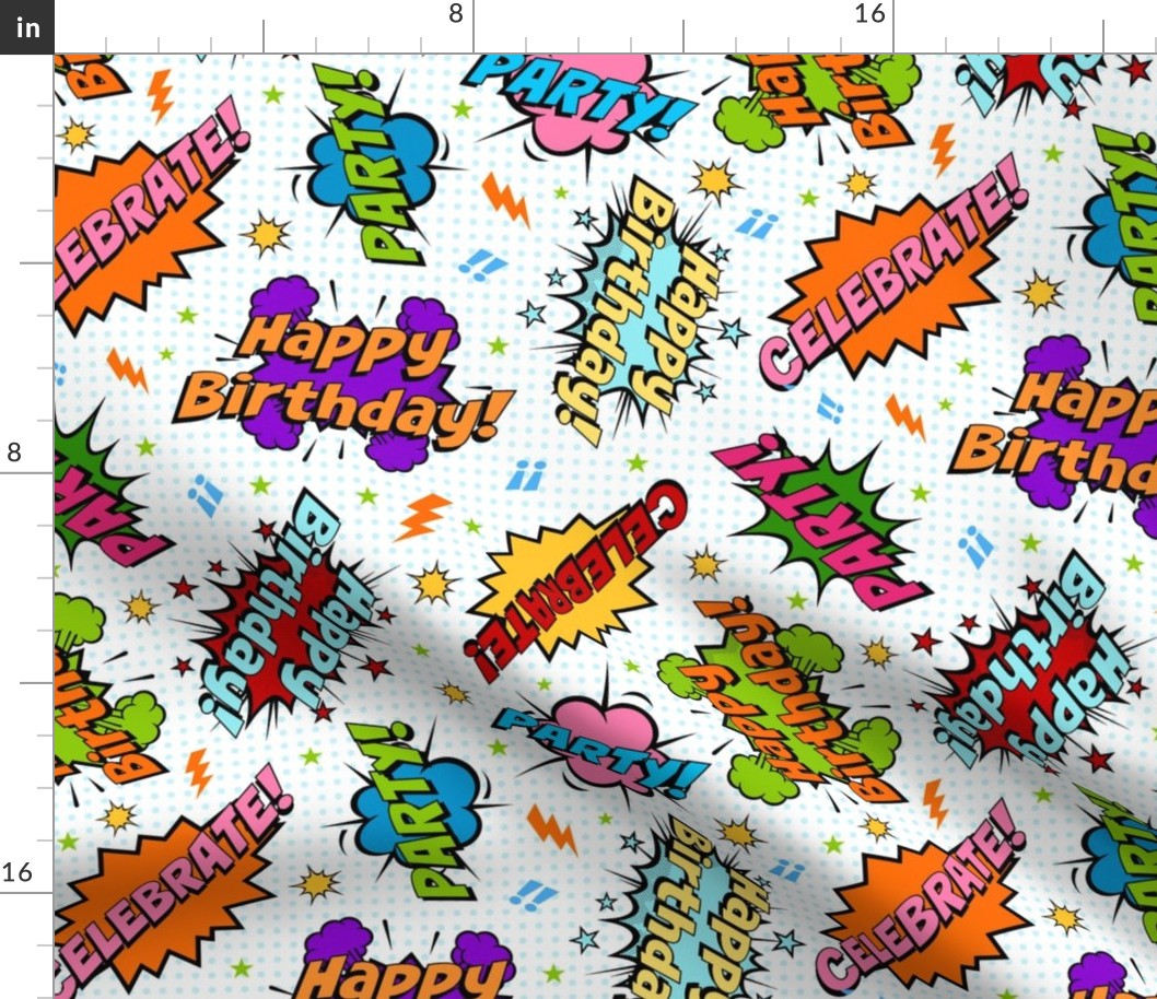 Large Scale Happy Birthday Celebration Colorful Comic Bubbles