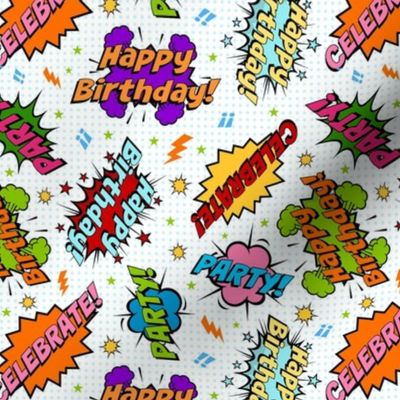 Medium Scale Happy Birthday Celebration Colorful Comic Bubbles