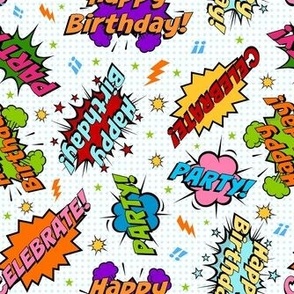 Medium Scale Happy Birthday Celebration Colorful Comic Bubbles