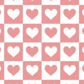 Pink Checkered Hearts Valentines Day Pattern