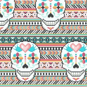 Happy Cross Stitch Sugar Skulls - Large