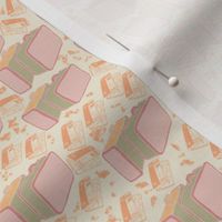 Suitcases and maps with eggshell background