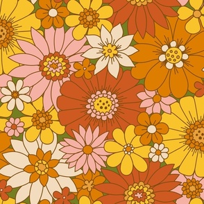 60s Retro Daisy Floral - Large