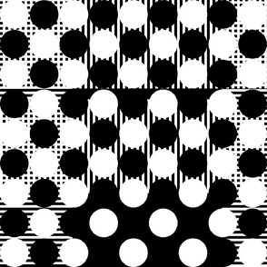 Black And White Geometric Polka Dots large