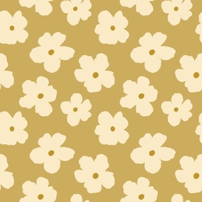 Cream Floral on Yellow