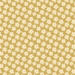 Mini cream floral on muted yellow