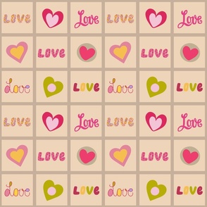 Love checkered seamless pattern