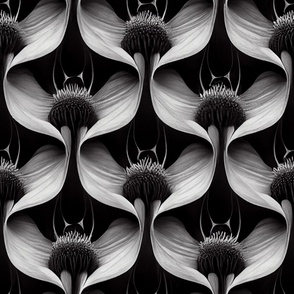 Black & White Rippling Flowers SBZ_33