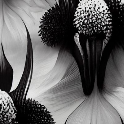 Abstract Modern Black & White Floral SBZ_35