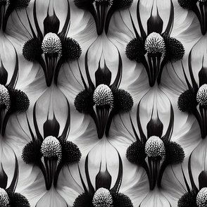 Abstract Modern Black & White Floral SBZ_35
