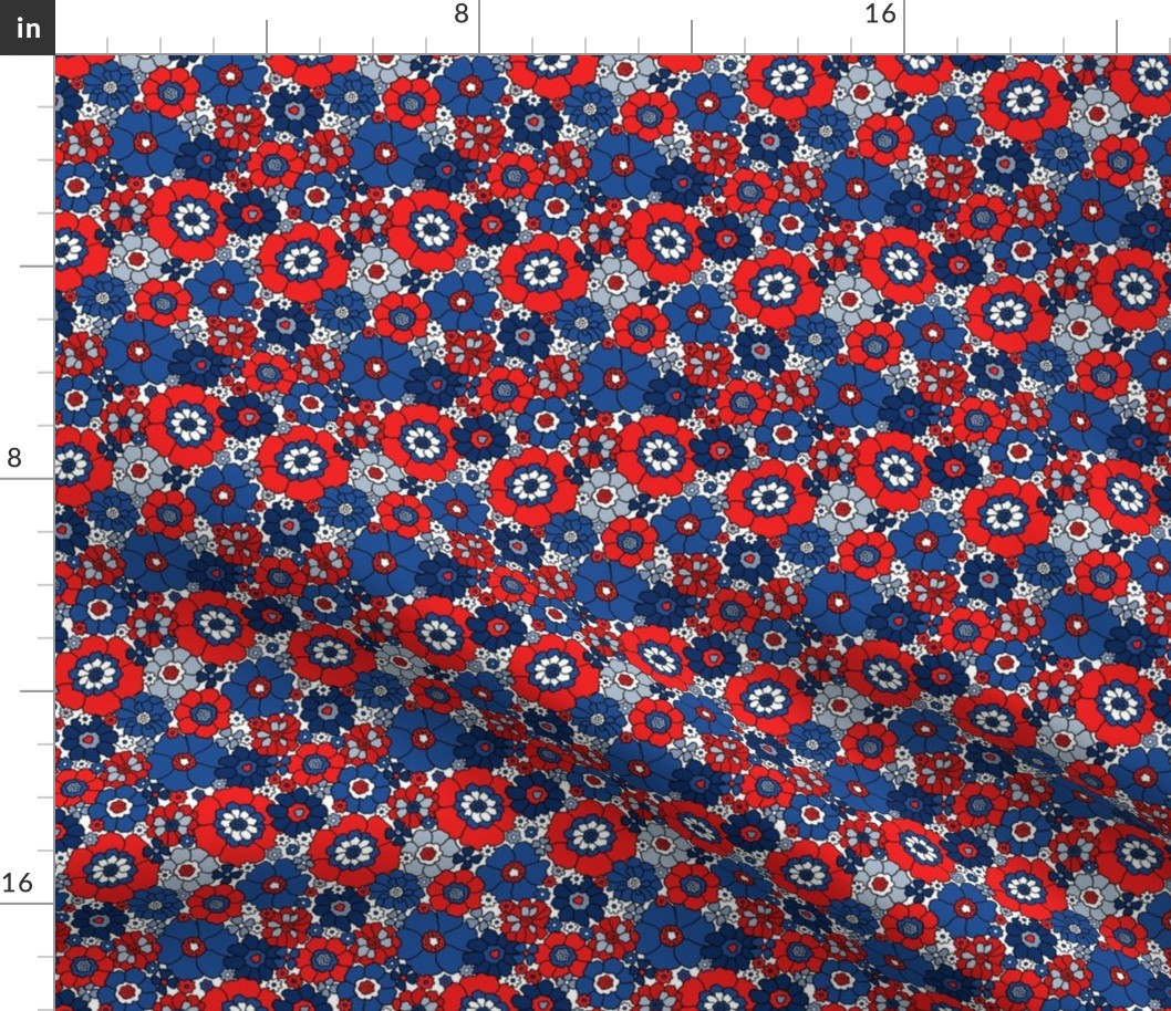 Retro Fourth of July Floral Bright - XS Scale