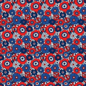 Retro Fourth of July Floral Bright - Small Scale