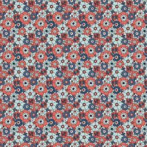 Fourth of July Retro Floral Muted - XS Scale