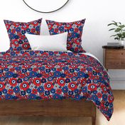 Retro Fourth of July Floral Bright - Large Scale