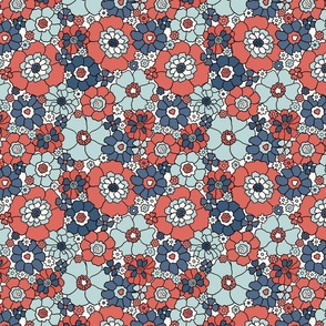 Fourth of July Retro Floral Muted - Medium Scale