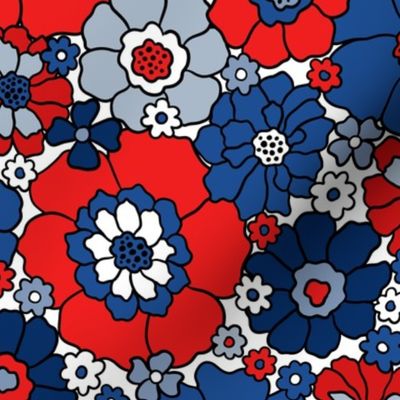 Retro Fourth of July Floral Bright Rotated - Large Scale