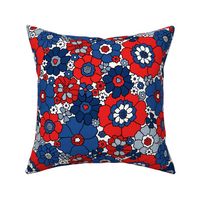 Retro Fourth of July Floral Bright Rotated - Large Scale