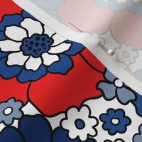 Retro Fourth of July Floral Bright Rotated - Large Scale