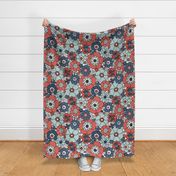 Fourth of July Retro Floral Muted Rotated - XL Scale