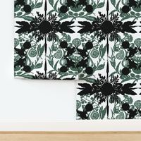 Veggie Damask - WhiteSageGreen Black