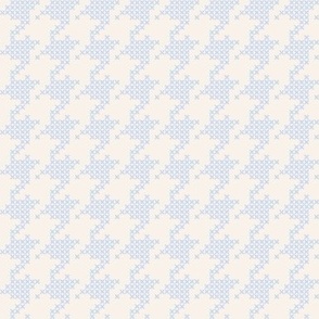 Small scale classic faux cross stitch hounds tooth pattern, for nursery, baby rooms, kids apparel, baby accessories, calming wallpaper, fresh pastel bed linen, crafts and curtains- baby powder blue and eggshell cream