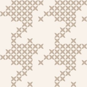 Large scale classic faux cross stitch hounds tooth pattern, for nursery, baby rooms, kids apparel, baby accessories, calming wallpaper, fresh pastel bed linen, crafts and curtains - taupe fawn beige and cream