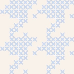 Large scale classic faux cross stitch hounds tooth pattern, for nursery, baby rooms, kids apparel, baby accessories, calming wallpaper, fresh pastel bed linen, crafts and curtains- baby powder blue and eggshell cream