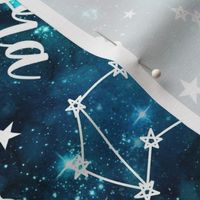 Large Scale Libra Zodiac Astrology Symbols on Teal Galaxy