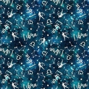 Small Scale Libra Zodiac Astrology Symbols on Teal Galaxy