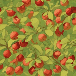 Seamless repeating pattern of an apple tree