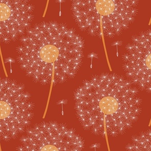 Floating Dandelion Puffs Rust Red Large