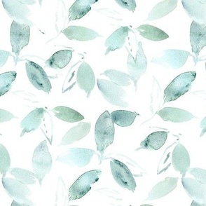 mint and sage - watercolor grasses - watercolour leaves greenery - painted herbs for modern home decor kitchen wallpaper b100-1