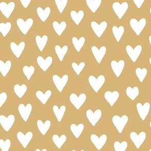 Hearts|| Hand drawn White Hearts on Honey Yellow by Sarah Price 