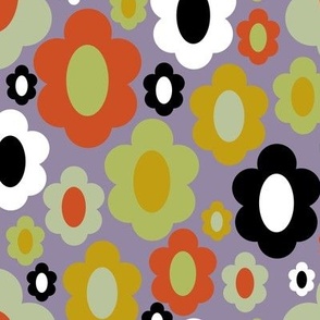 60s Flowers - Orange Purple