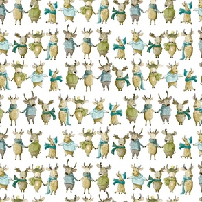 Eight Tiny Reindeer Repeat-on white (large scale)