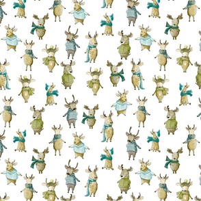 Eight Tiny Reindeer Repeat Two-on white (large scale)