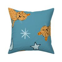 Large - Scattered Leopards with Moon and Stars on Blue - Night Night Leopards