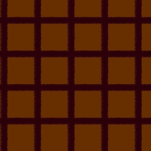 Tawny brown with maroon red textural windowpane grid