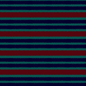 Green with textural stripes in navy and red